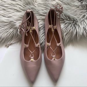 Halogen Blush Pink Owen Pointed Toe Lace Up Flats